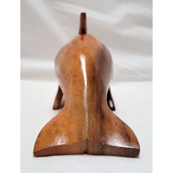 Hand-Carved Wooden Dolphin Figurine Figure Statue About 7 Inches Long - Lot E - Picture 5 of 7